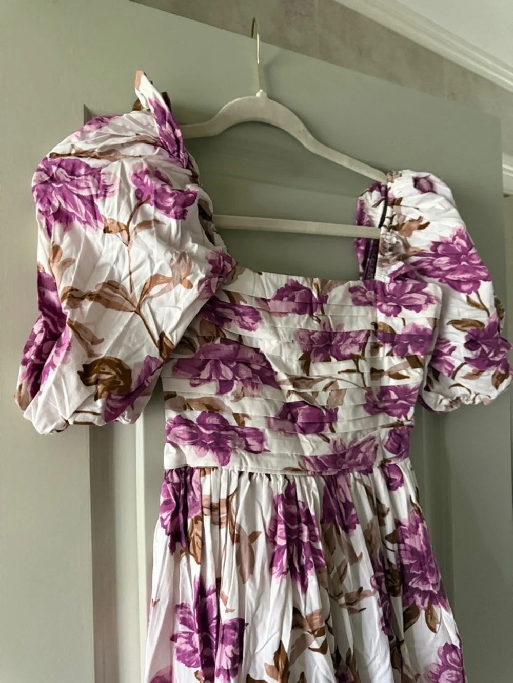 Abercrombie & Fitch White Maxi Dress with Purple Floral Print